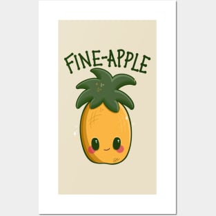 “Fine-apple” Happy Cute Pineapple Posters and Art